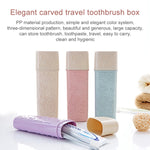 Suporte Portátil para Escova de Dentes com Flor Entalhada, Tampa para Escova de Dentes para Exterior, Caixa de Armazenamento de Pasta de Dentes, Copo de Lavagem