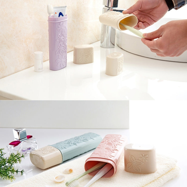 Suporte Portátil para Escova de Dentes com Flor Entalhada, Tampa para Escova de Dentes para Exterior, Caixa de Armazenamento de Pasta de Dentes, Copo de Lavagem