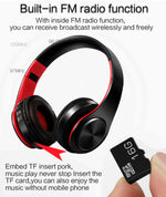 Auricular Bluetooth Estéreo HIFI Sem Fios para Xiaomi iPhone Samsung Tablet, com Microfone, Suporte para Cartão SD e Rádio FM