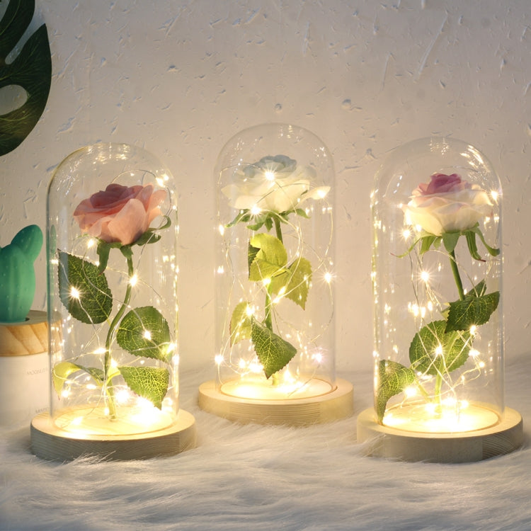 Rosas Simuladas Luzes Decorações de Vidro Artesanato Presentes para o Dia dos Namorados