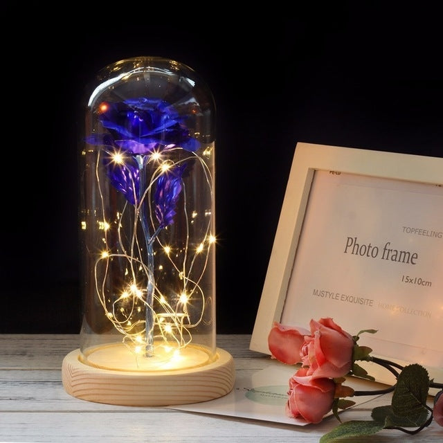 Rosas Simuladas Luzes Decorações de Vidro Artesanato Presentes para o Dia dos Namorados