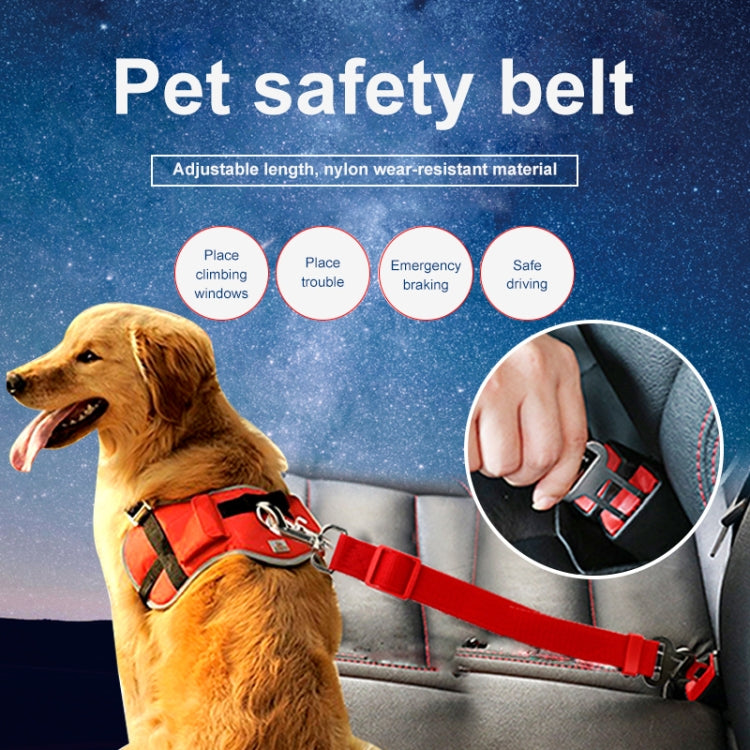Nylon Harness Leash Clip Pet Dog Car Seat Belt Security Belt, Black, Blue, Red