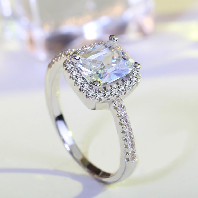 Anel Fashion com Grande Cristal Cúbico Prateado Zircónio Joalharia de Casamento Presente para Festa, 5, 6, 7, 8, 9, 10