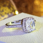Anel Fashion com Grande Cristal Cúbico Prateado Zircónio Joalharia de Casamento Presente para Festa, 5, 6, 7, 8, 9, 10