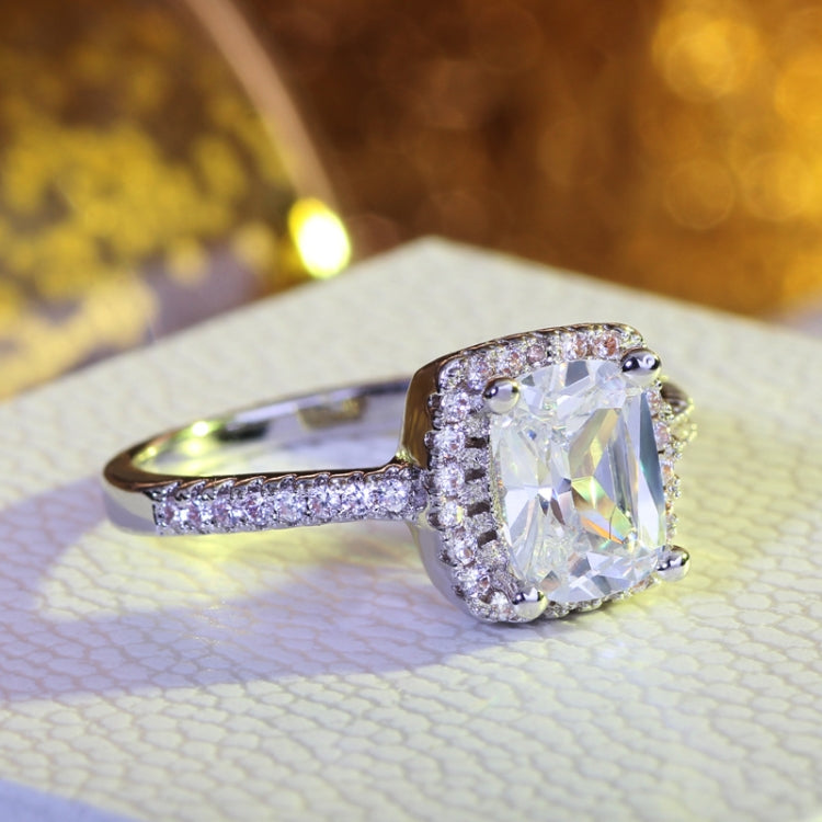 Anel Fashion com Grande Cristal Cúbico Prateado Zircónio Joalharia de Casamento Presente para Festa, 5, 6, 7, 8, 9, 10