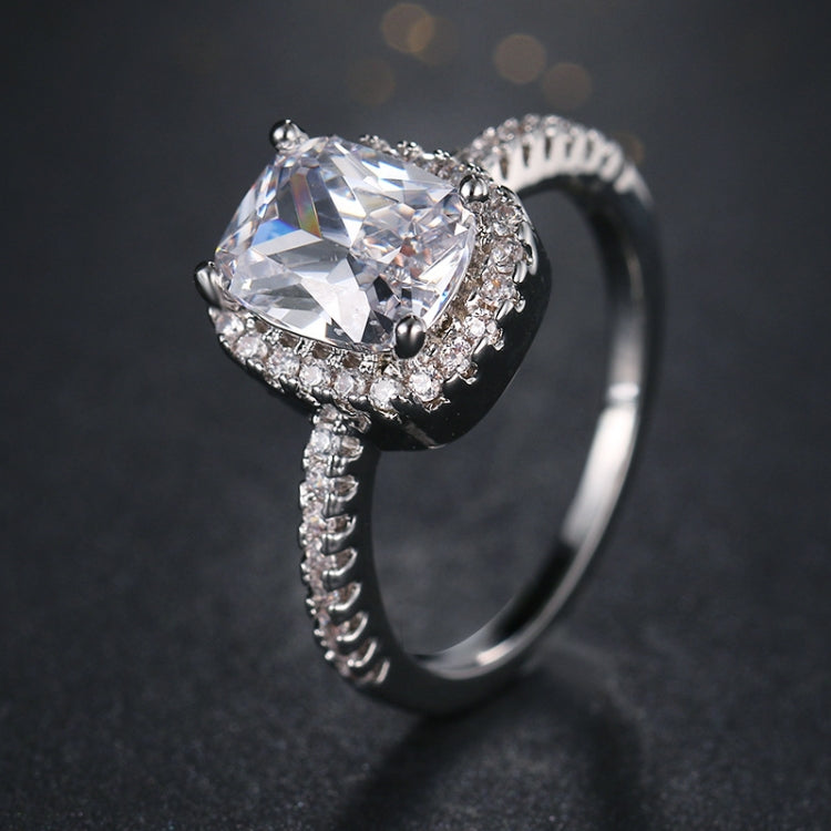Anel Fashion com Grande Cristal Cúbico Prateado Zircónio Joalharia de Casamento Presente para Festa, 5, 6, 7, 8, 9, 10