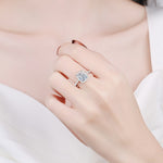 Anel Fashion com Grande Cristal Cúbico Prateado Zircónio Joalharia de Casamento Presente para Festa, 5, 6, 7, 8, 9, 10
