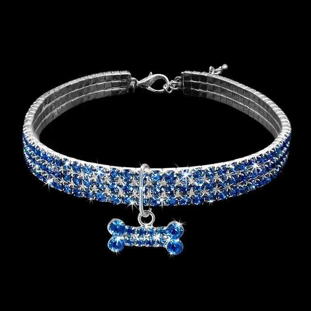 Coleira para Cães com Strass Brilhante, Colar de Cristal para Cachorros Chihuahua, Acessórios para Mascotas, L, M, S