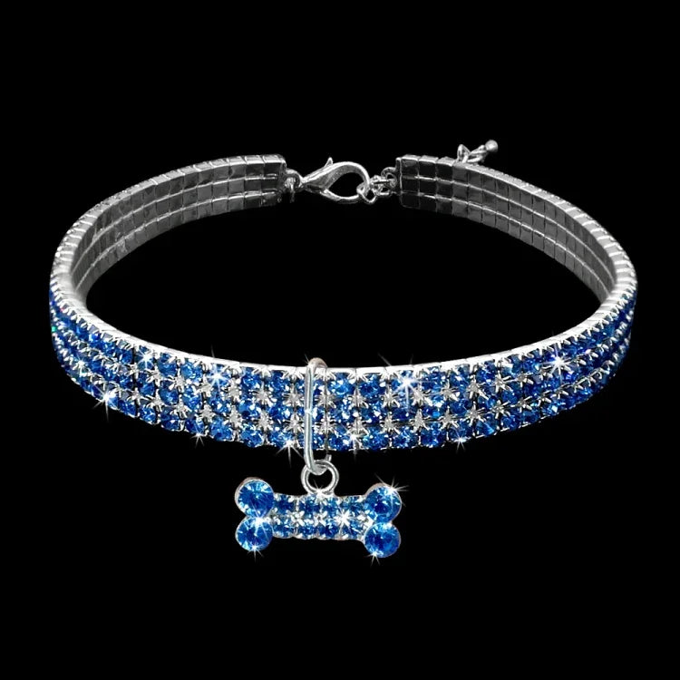 Coleira para Cães com Strass Brilhante, Colar de Cristal para Cachorros Chihuahua, Acessórios para Mascotas, L, M, S