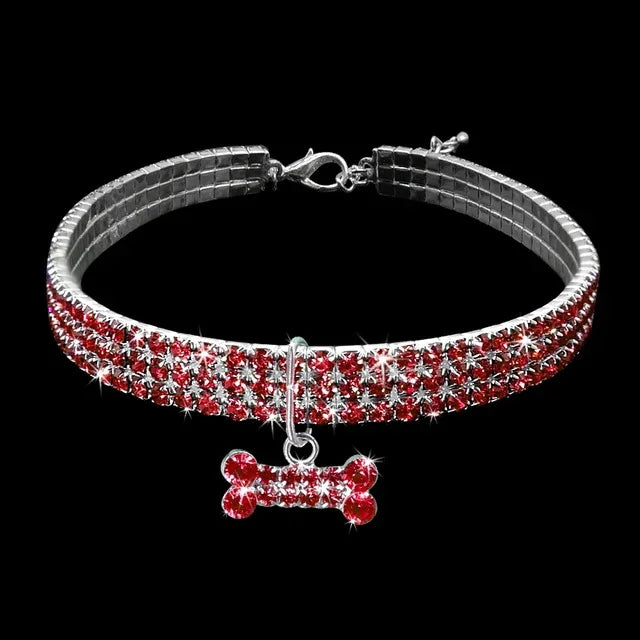 Coleira para Cães com Strass Brilhante, Colar de Cristal para Cachorros Chihuahua, Acessórios para Mascotas, L, M, S