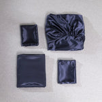 Conjunto de quatro peças para casa em seda de gelo simulada, fronha, lençol plano e lençol ajustado, US-Full/UK-D:138x190x35cm, US-Queen/UK-K:153x203x35cm, US-King:198x203x35cm, UK-SK:180x200x35cm, US-King: 198x203x35cm