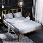 Conjunto de quatro peças para casa em seda de gelo simulada, fronha, lençol plano e lençol ajustado, US-Full/UK-D:138x190x35cm, US-Queen/UK-K:153x203x35cm, US-King:198x203x35cm, UK-SK:180x200x35cm, US-King: 198x203x35cm