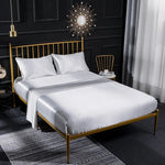 Conjunto de quatro peças para casa em seda de gelo simulada, fronha, lençol plano e lençol ajustado, US-Full/UK-D:138x190x35cm, US-Queen/UK-K:153x203x35cm, US-King:198x203x35cm, UK-SK:180x200x35cm, US-King: 198x203x35cm
