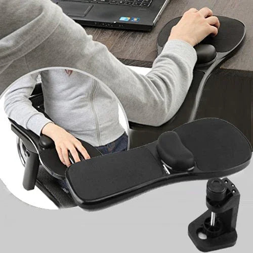 Suporte Rotativo para Rato de Computador de Secretária e Portátil, Descanso para Cotovelo e Pulso, Instalação em Secretária e Cadeira