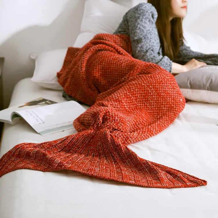 Manta cauda de sereia para adulto, mantas de dormir super macias tricotadas, 90 X 50cm, 140 X 70cm