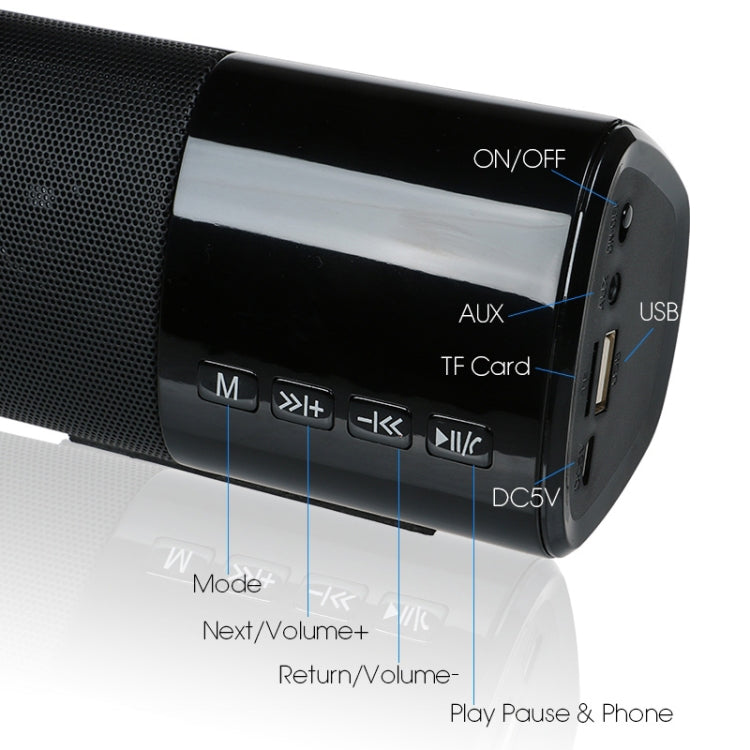 Coluna Bluetooth Portátil TOPROAD de Alta Potência 10W HIFI, Barra de Som Estéreo, TF, FM, USB, Subwoofer para Computador, TV, Telemóvel