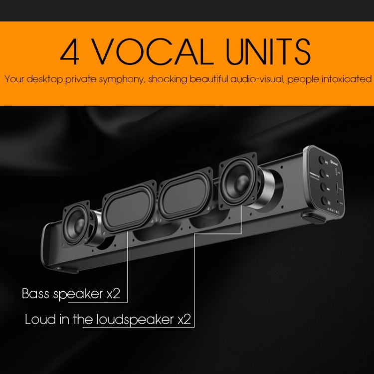 Coluna Bluetooth Portátil TOPROAD de Alta Potência 10W HIFI, Barra de Som Estéreo, TF, FM, USB, Subwoofer para Computador, TV, Telemóvel