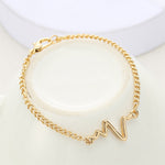 10 Peças Pulseira Simples de Personalidade Bileklik ECG Figura Relâmpago Pulseira de Frequência Cardíaca para Casais, preto, ouro, prateado