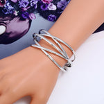 Pulseiras de Punho para Mulheres e Raparigas, Pulseiras de Moda, Ouro, Prateado, Preto Canhão, Vermelho Rosado, Colorido