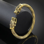 Pulseira de Pulso Masculina com Cabeça de Lobo Viking Acessórios de Moda