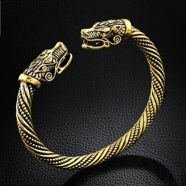 Pulseira de Pulso Masculina com Cabeça de Lobo Viking Acessórios de Moda