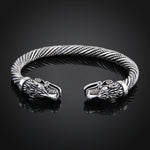 Pulseira de Pulso Masculina com Cabeça de Lobo Viking Acessórios de Moda