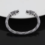 Pulseira de Pulso Masculina com Cabeça de Lobo Viking Acessórios de Moda