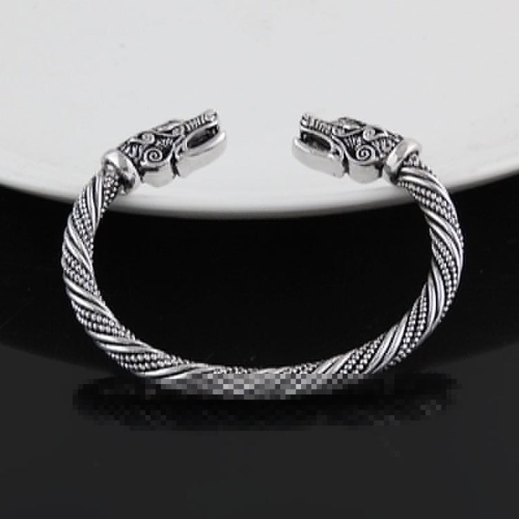 Pulseira de Pulso Masculina com Cabeça de Lobo Viking Acessórios de Moda