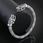 Pulseira de Pulso Masculina com Cabeça de Lobo Viking Acessórios de Moda