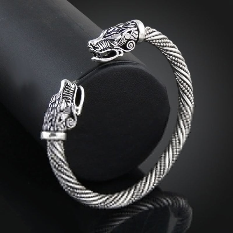 Pulseira de Pulso Masculina com Cabeça de Lobo Viking Acessórios de Moda