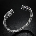 Pulseira de Pulso Masculina com Cabeça de Lobo Viking Acessórios de Moda