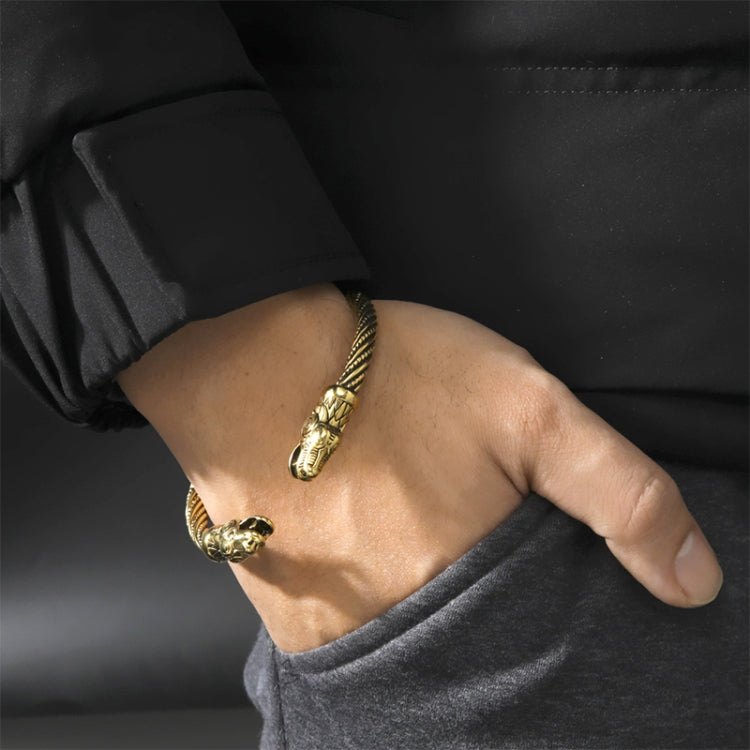 Pulseira de Pulso Masculina com Cabeça de Lobo Viking Acessórios de Moda