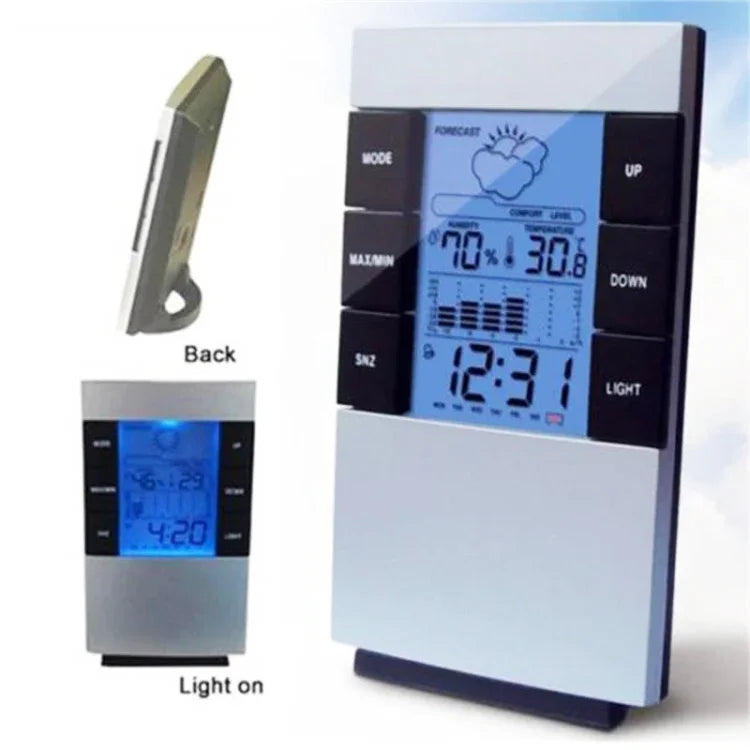 Higrómetro e Termómetro Digital Doméstico com Ecrã LCD, Medidor de Temperatura e Humidade com Relógio e Alarme, Medidor de Humidade
