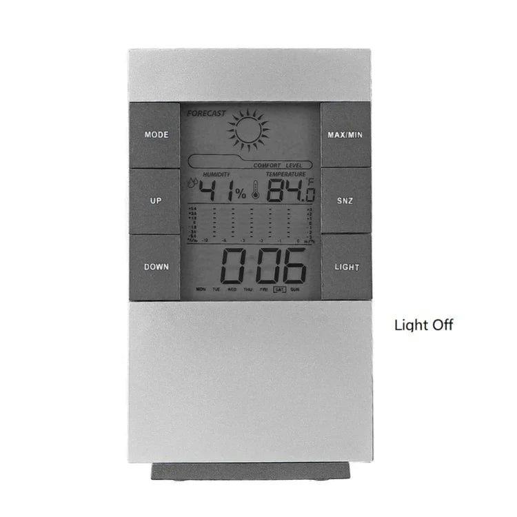 Higrómetro e Termómetro Digital Doméstico com Ecrã LCD, Medidor de Temperatura e Humidade com Relógio e Alarme, Medidor de Humidade