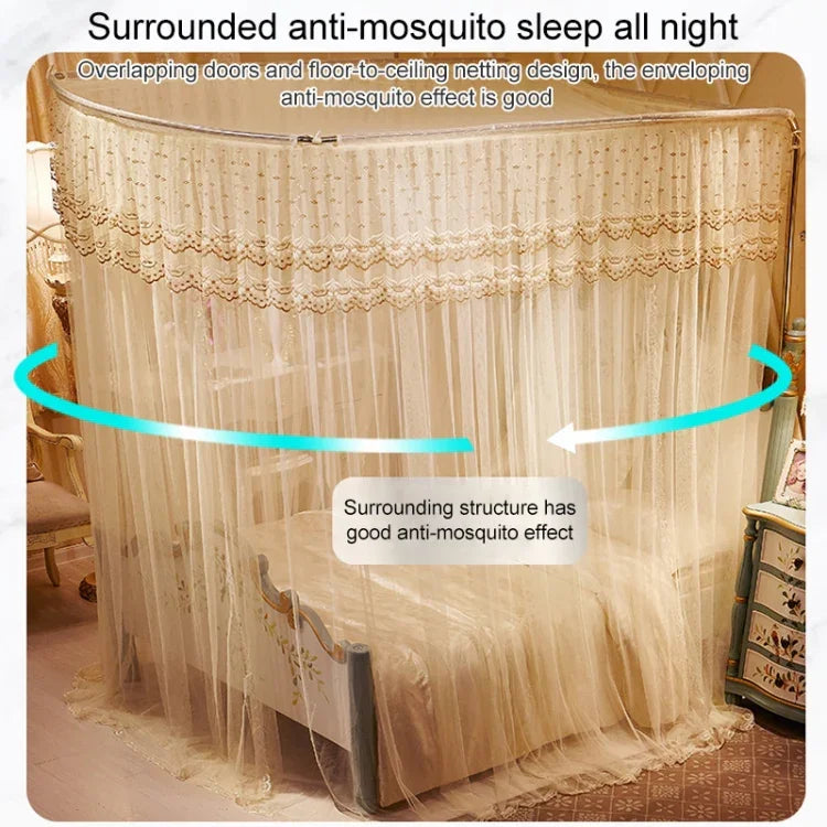 Rede Mosquiteira de Chão em Tubo de Aço Inoxidável com Três Portas em Forma de U, Super Espessa 32mm 2.0x2.2m