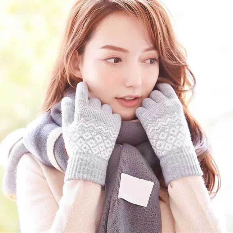 Winter Touch Screen Gloves Women Men Warm Stretch Knit Mittens Imitation Wool Thicken Full Finger Gloves, White, Grey, Black, Yellow, Navy Blue, Kids White, Kids Black, A-Navy Blue, A-Black, A-White, A-Grey, B-Grey, B-Blue, C-Yellow, C-Blue, C-Purple  ...