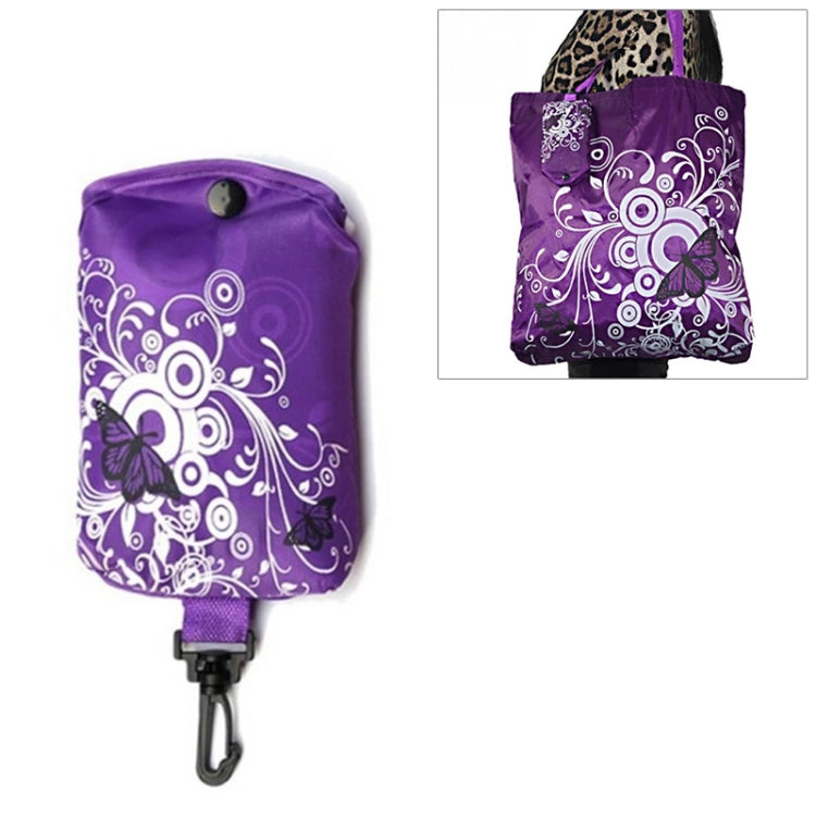 Saco de Compras Dobrável com Estampa de Borboleta e Flor em Tecido Oxford, Saco de Ombro Reutilizável, roxo, café, vermelho, vermelho rosa, vermelho púrpura, azul safira, azul céu, laranja, preto