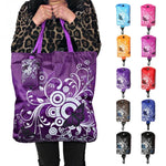Saco de Compras Dobrável com Estampa de Borboleta e Flor em Tecido Oxford, Saco de Ombro Reutilizável, roxo, café, vermelho, vermelho rosa, vermelho púrpura, azul safira, azul céu, laranja, preto