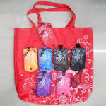 Saco de Compras Dobrável com Estampa de Borboleta e Flor em Tecido Oxford, Saco de Ombro Reutilizável, roxo, café, vermelho, vermelho rosa, vermelho púrpura, azul safira, azul céu, laranja, preto