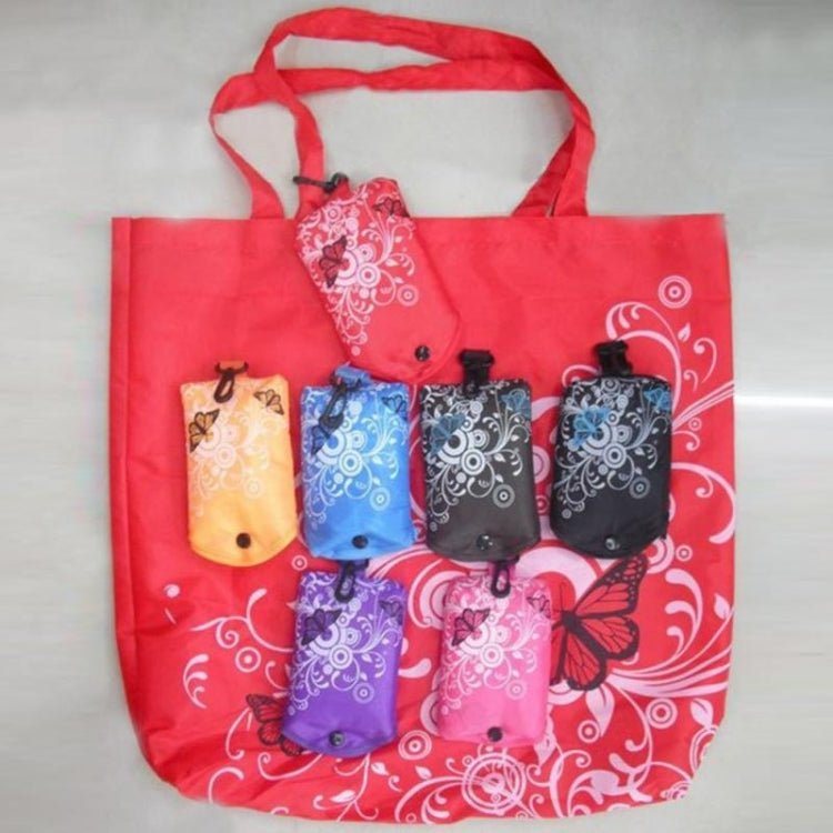 Saco de Compras Dobrável com Estampa de Borboleta e Flor em Tecido Oxford, Saco de Ombro Reutilizável, roxo, café, vermelho, vermelho rosa, vermelho púrpura, azul safira, azul céu, laranja, preto