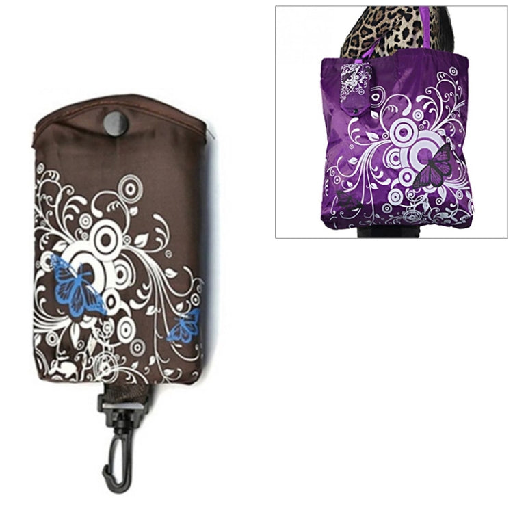 Saco de Compras Dobrável com Estampa de Borboleta e Flor em Tecido Oxford, Saco de Ombro Reutilizável, roxo, café, vermelho, vermelho rosa, vermelho púrpura, azul safira, azul céu, laranja, preto