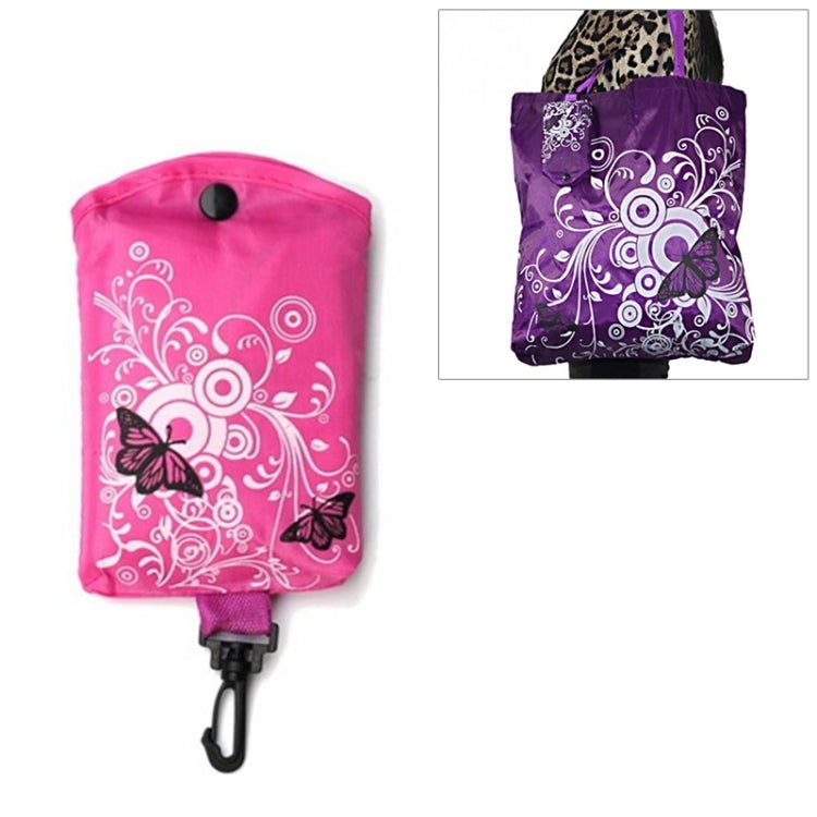 Saco de Compras Dobrável com Estampa de Borboleta e Flor em Tecido Oxford, Saco de Ombro Reutilizável, roxo, café, vermelho, vermelho rosa, vermelho púrpura, azul safira, azul céu, laranja, preto