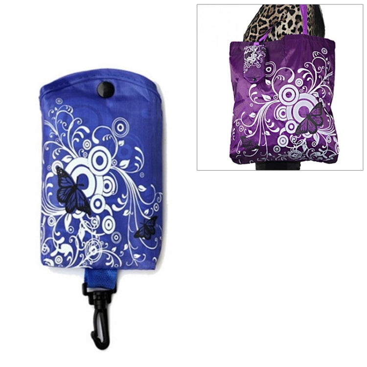 Saco de Compras Dobrável com Estampa de Borboleta e Flor em Tecido Oxford, Saco de Ombro Reutilizável, roxo, café, vermelho, vermelho rosa, vermelho púrpura, azul safira, azul céu, laranja, preto