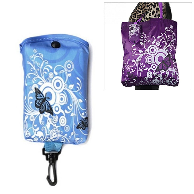 Saco de Compras Dobrável com Estampa de Borboleta e Flor em Tecido Oxford, Saco de Ombro Reutilizável, roxo, café, vermelho, vermelho rosa, vermelho púrpura, azul safira, azul céu, laranja, preto
