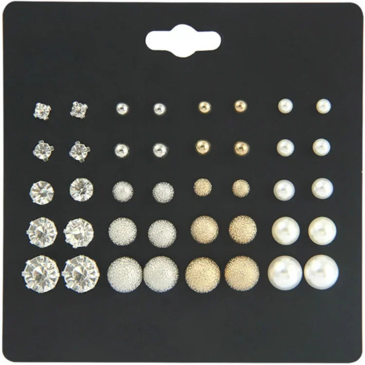 20 Pares / Pacote Brincos de Zircónio com Seis Garras Femininos Joias com Pérola e Diamante