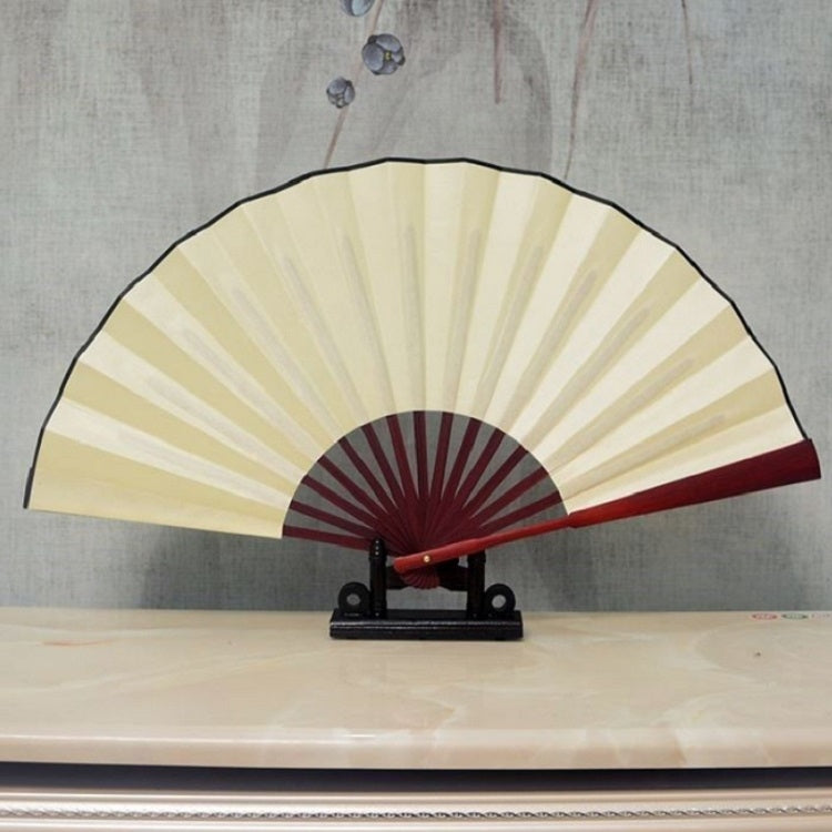 Leque Dobrável de Seda Lisa de Cor Pura Estilo Chinês para Caligrafia e Pintura, 8 polegadas, 10 polegadas