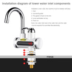 Aquecedor de Água Elétrico Instantâneo de Cozinha 220V Sem Reservatório Torneira Elétrica com Display de Temperatura, Água por Baixo, Água pela Lateral