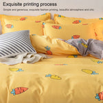 Conjunto de Cama de Algodão Simples com Quatro Peças: Edredão, Lençol e Fronha, 150x200cm
