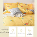 Conjunto de Cama de Algodão Simples com Quatro Peças: Edredão, Lençol e Fronha, 150x200cm