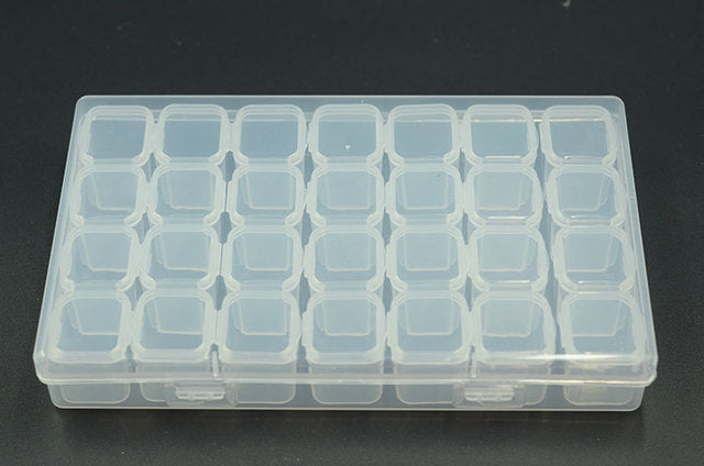 Caixa de Armazenamento para Ferramentas de Manicure com 28 Compartimentos, Mini Caixa para Brocas, Caixa de Joias, Caixa de Comprimidos em PP